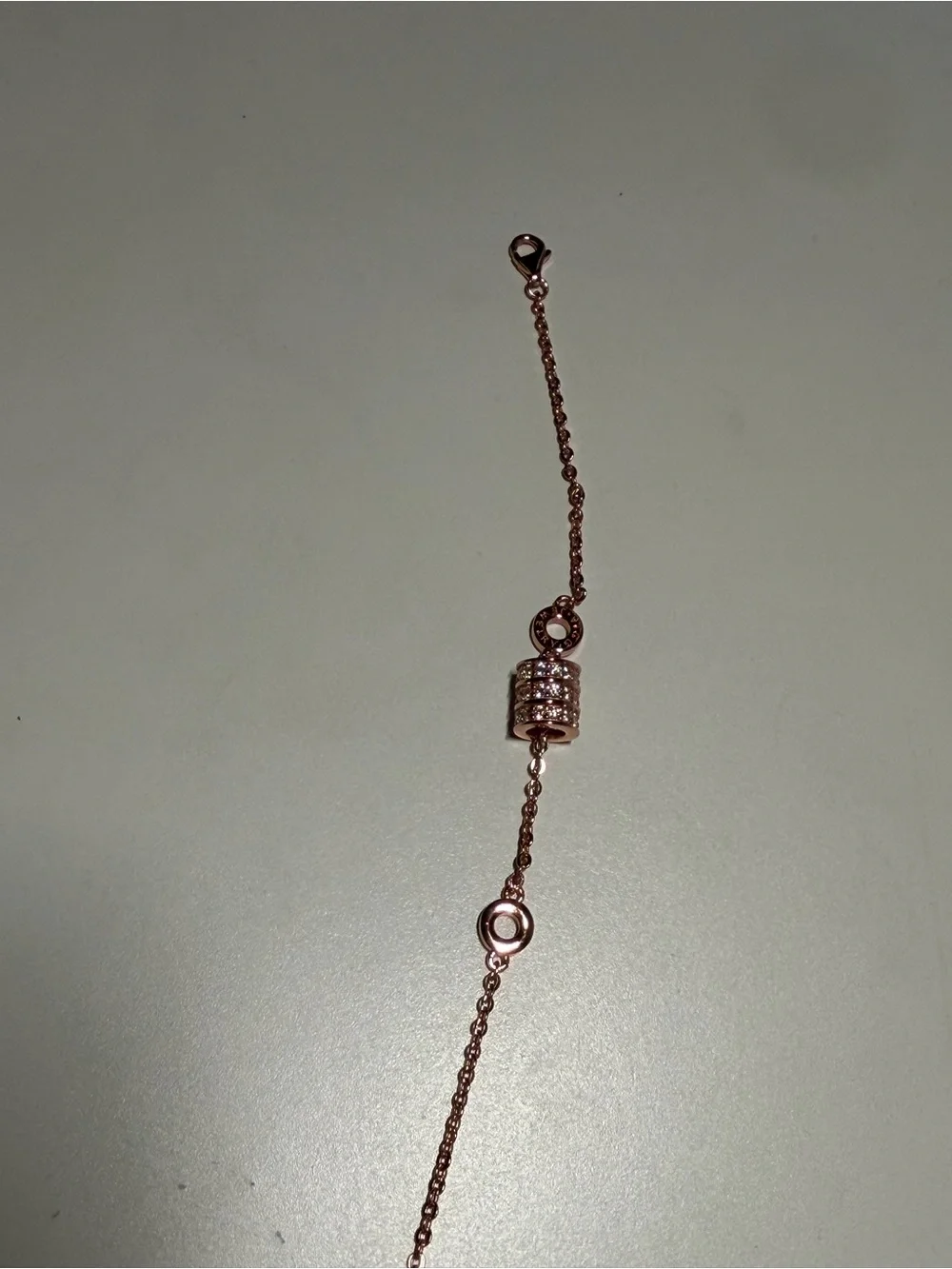 Rose Gold Crystal Barrel Charm Bracelet